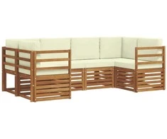 Sekcijos sofų komplektas 6 pcs Natūralus ir grietinėlė