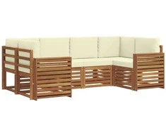 Sekcijos sofų komplektas 6 pcs Natūralus ir grietinėlė