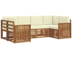 Sekcijos sofų komplektas 6 pcs Natūralus ir grietinėlė