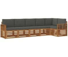 Lauko baldų komplektas Sekcijos sofų komplektas 6 pcs Natūralus ir antracitas