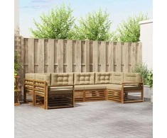 Lauko sofos komplektas su pagalve 6 pcs Natūralus ir bežinis