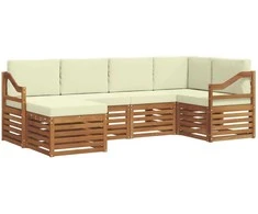 Sekcijos sofų komplektas 6 pcs Natūralus ir grietinėlė
