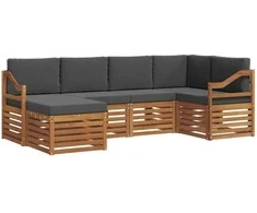Sekcijos sofų komplektas 6 pcs Natūralus ir antracitas
