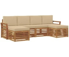Sofų komplektai su pagalve 6 pcs Natūralus ir bežinis