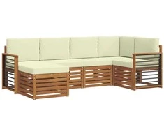 Sekcijos sofų komplektas 6 pcs Natūralus ir grietinėlė