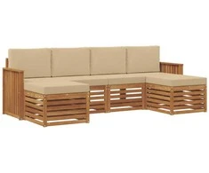 Sofų komplektai su pagalve 6 pcs Natūralus ir bežinis