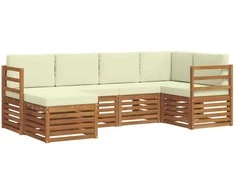 Sekcijos sofų komplektas 6 pcs Natūralus ir grietinėlė