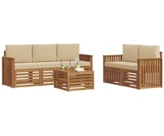 Sofų komplektai su pagalve 6 pcs Natūralus ir bežinis