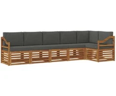 Lauko baldų komplektas Sekcijos sofų komplektas 6 pcs Natūralus ir antracitas