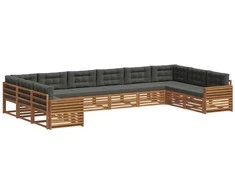 Sofų komplektai su pagalve 6 pcs Natūralus ir antracitas