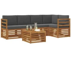 Lauko baldų komplektas Sekcijos sofų komplektas 6 pcs Natūralus ir antracitas