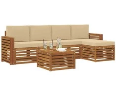Lauko baldų komplektas Lauko sofos komplektas su pagalve 6 pcs Natūralus ir bežinis
