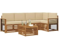 Sekcijos sofų komplektas su pagalve 6 pcs Natūralus ir bežinis