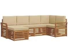 Sekcijos sofų komplektas su pagalve 6 pcs Natūralus ir bežinis