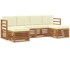Sofų komplektai su pagalve 6 pcs Natūralus ir grietinėlė