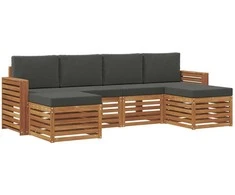 Sofų komplektai su pagalve 6 pcs Natūralus ir antracitas