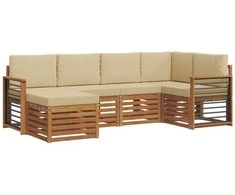 Sekcijos sofų komplektas su pagalve 6 pcs Natūralus ir bežinis