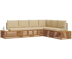 Lauko sofos komplektas Natūralus ir bežinis 273 x 213,5 x 73 cm