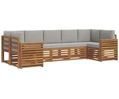 Sekcijos sofų komplektas 7 pcs Natūrali ir šviesiai pilka