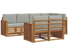 Sekcijos sofų komplektas 7 pcs Natūrali ir šviesiai pilka