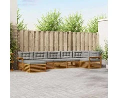 Sofa Lauko sofos komplektas 7 pcs Natūrali ir šviesiai pilka