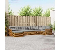 Sofa Lauko sofos komplektas 7 pcs Natūrali ir šviesiai pilka
