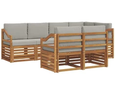 Sekcijos sofų komplektas 7 pcs Natūrali ir šviesiai pilka