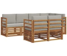Sekcijos sofų komplektas 7 pcs Natūrali ir šviesiai pilka
