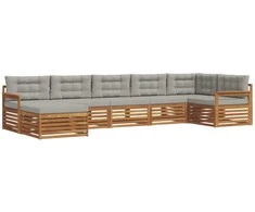Sofa Lauko sofos komplektas 7 pcs Natūrali ir šviesiai pilka