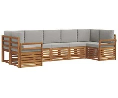 Sekcijos sofų komplektas 7 pcs Natūrali ir šviesiai pilka