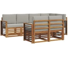 Sekcijos sofų komplektas 7 pcs Natūrali ir šviesiai pilka