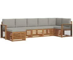 Sekcijos sofų komplektas 7 pcs Natūrali ir šviesiai pilka