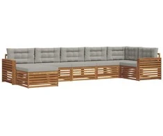Sofa Lauko sofos komplektas 7 pcs Natūrali ir šviesiai pilka