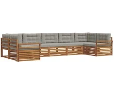 Lauko baldų komplektas Lauko sofos komplektas 7 pcs Natūrali ir šviesiai pilka