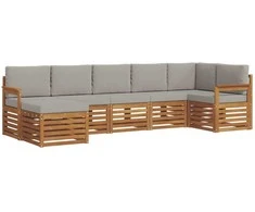Sekcijos sofų komplektas 7 pcs Natūrali ir šviesiai pilka