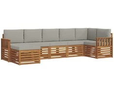 Sekcijos sofų komplektas 7 pcs Natūrali ir šviesiai pilka