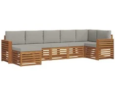 Sekcijos sofų komplektas 7 pcs Natūrali ir šviesiai pilka