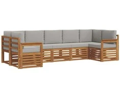 Sekcijos sofų komplektas 7 pcs Natūrali ir šviesiai pilka