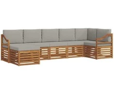 Sekcijos sofų komplektas 7 pcs Natūrali ir šviesiai pilka
