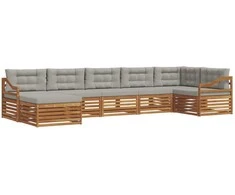 Sofa Lauko sofos komplektas 7 pcs Natūrali ir šviesiai pilka