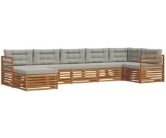 Lauko sofos komplektas 7 pcs Natūrali ir šviesiai pilka
