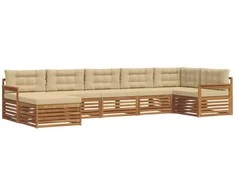 Sofa Lauko sofos komplektas su pagalve 7 pcs Natūralus ir bežinis