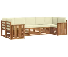 Sekcijos sofų komplektas 7 pcs Natūralus ir grietinėlė
