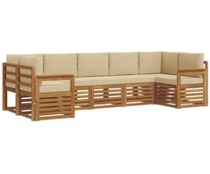 Sekcijos sofų komplektas su pagalve 7 pcs Natūralus ir bežinis