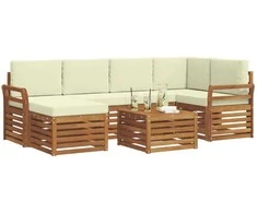 Sekcijos sofų komplektas 7 pcs Natūralus ir grietinėlė