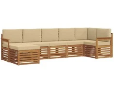 Sekcijos sofų komplektas su pagalve 7 pcs Natūralus ir bežinis
