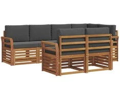 Sekcijos sofų komplektas 7 pcs Natūralus ir antracitas