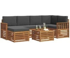 Sekcijos sofų komplektas 7 pcs Natūralus ir antracitas