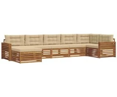 Sofa Lauko sofos komplektas su pagalve 7 pcs Natūralus ir bežinis