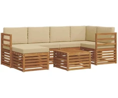 Lauko sofos komplektas 7 vnt. 5 vietos Natūralus ir bežinis